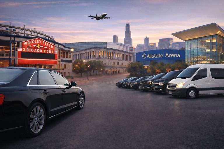 Luxury transportation for major Chicago event venues including Wrigley Field, Allstate Arena, and McCormick Place