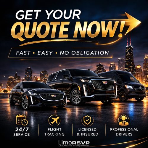 Get your quote now — Chicago chauffeur service vehicles at night